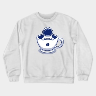 Cute Astronaut On Cup Of Coffee Crewneck Sweatshirt